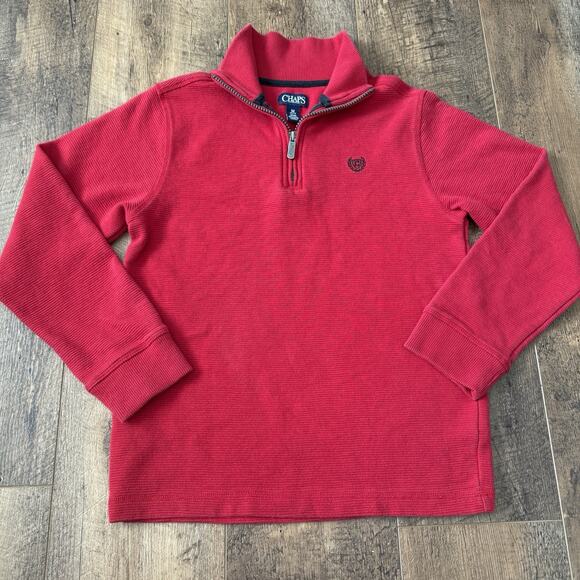 Chaps by Ralph Lauren 1/4 Zip Sweater Pullover Boys Size M(10/12) Preppy Red - Picture 3 of 6